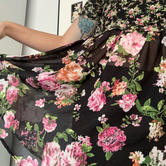 Sheer Floral Babydoll Dress - Picture 2 of 2